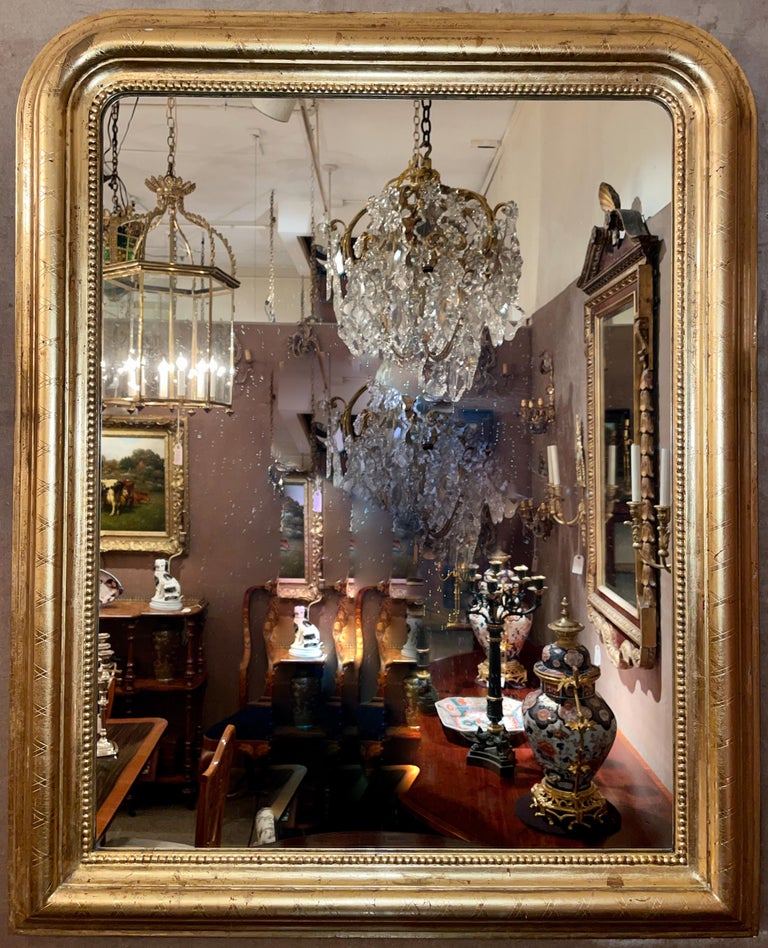 Pair Antique French Louis Philippe Gold-Leaf Mirrors, Circa 1875-1895 ...
