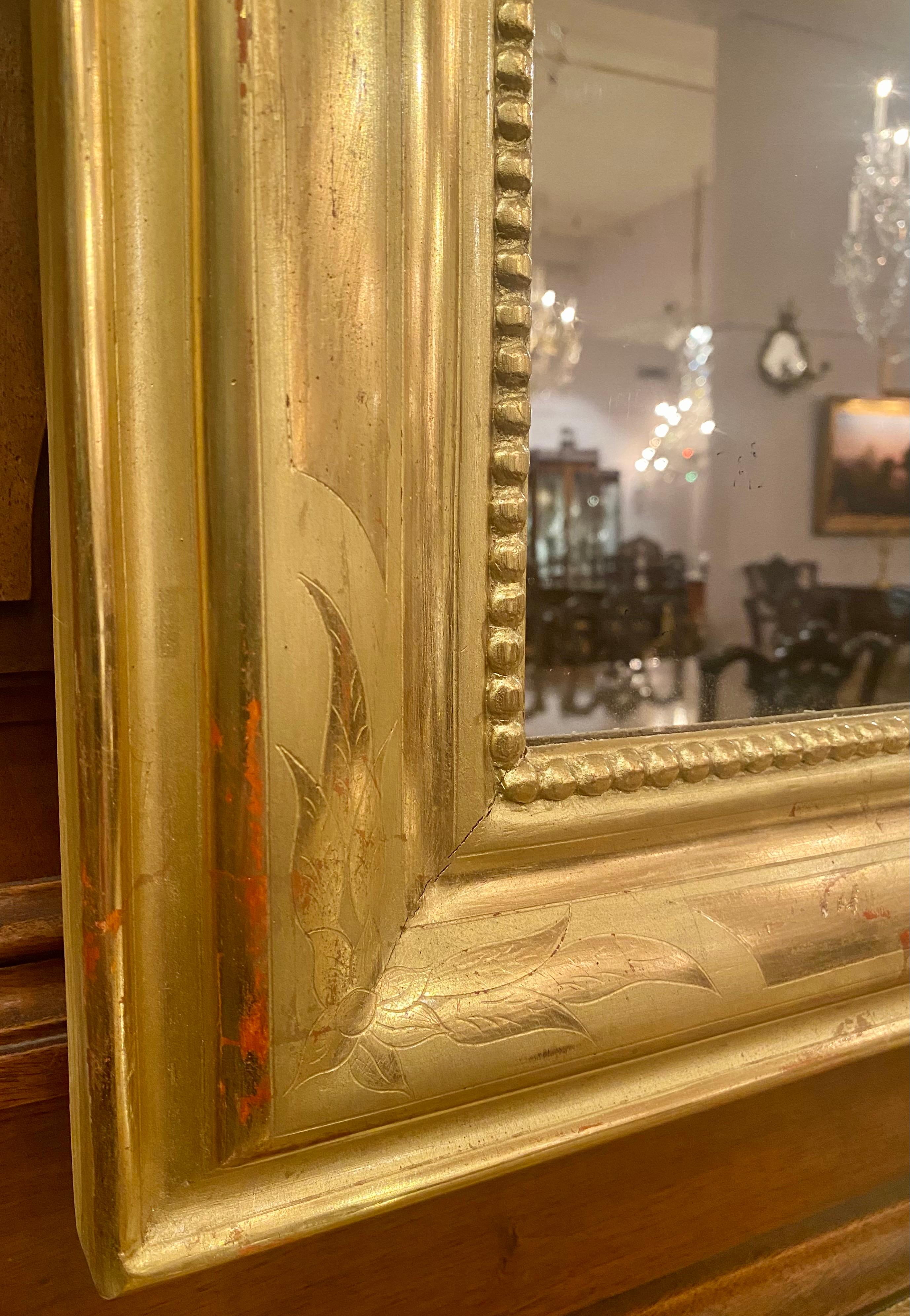 Pair of Antique French Louis Philippe Gold Leaf Mirrors, circa 1890 In Good Condition In New Orleans, LA