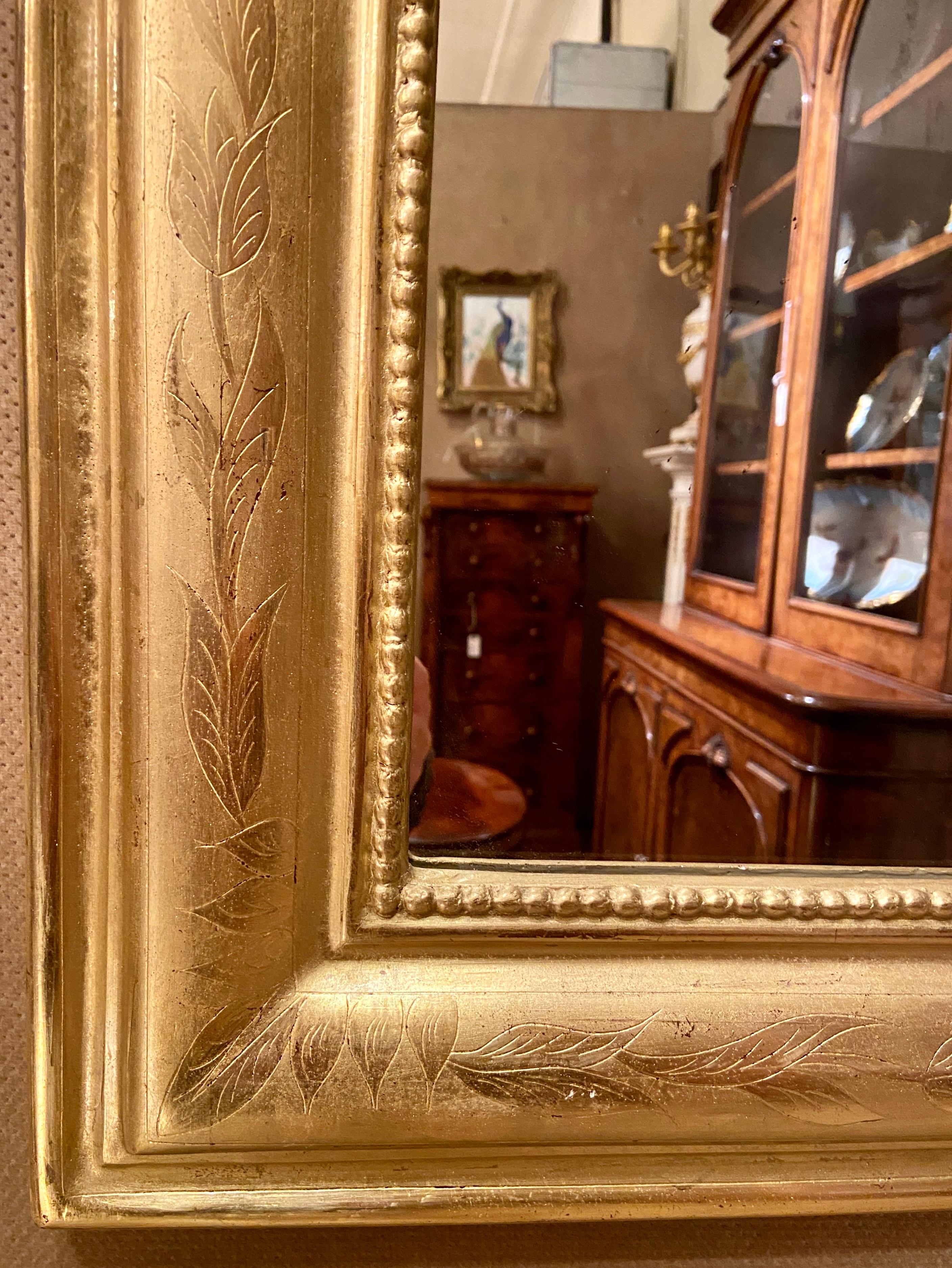Pair Antique French Louis Philippe Gold Leaf Mirrors, circa 1890's In Good Condition In New Orleans, LA