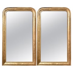 Paire de miroirs anciens français Louis Philippe en or, datant d'environ 1920