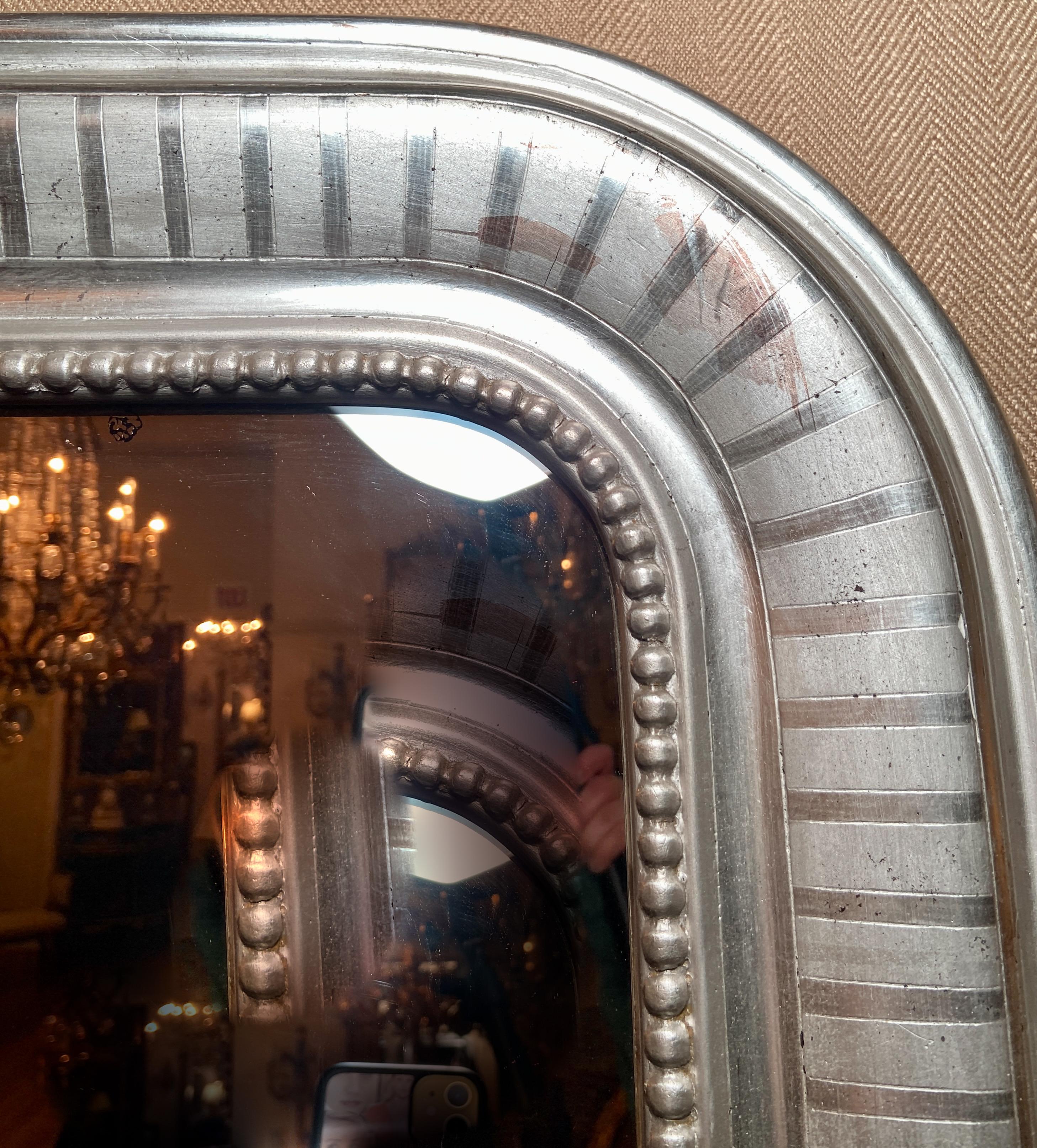 Pair Antique French Louis Philippe Silvered Mirrors, circa 1920s In Good Condition For Sale In New Orleans, LA