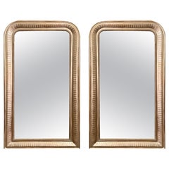 Paire d'anciens miroirs français Louis Philippe Silver, vers 1920