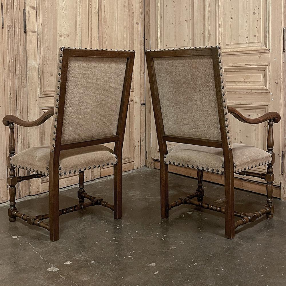 Pair Antique French Louis XIII Armchairs For Sale 2