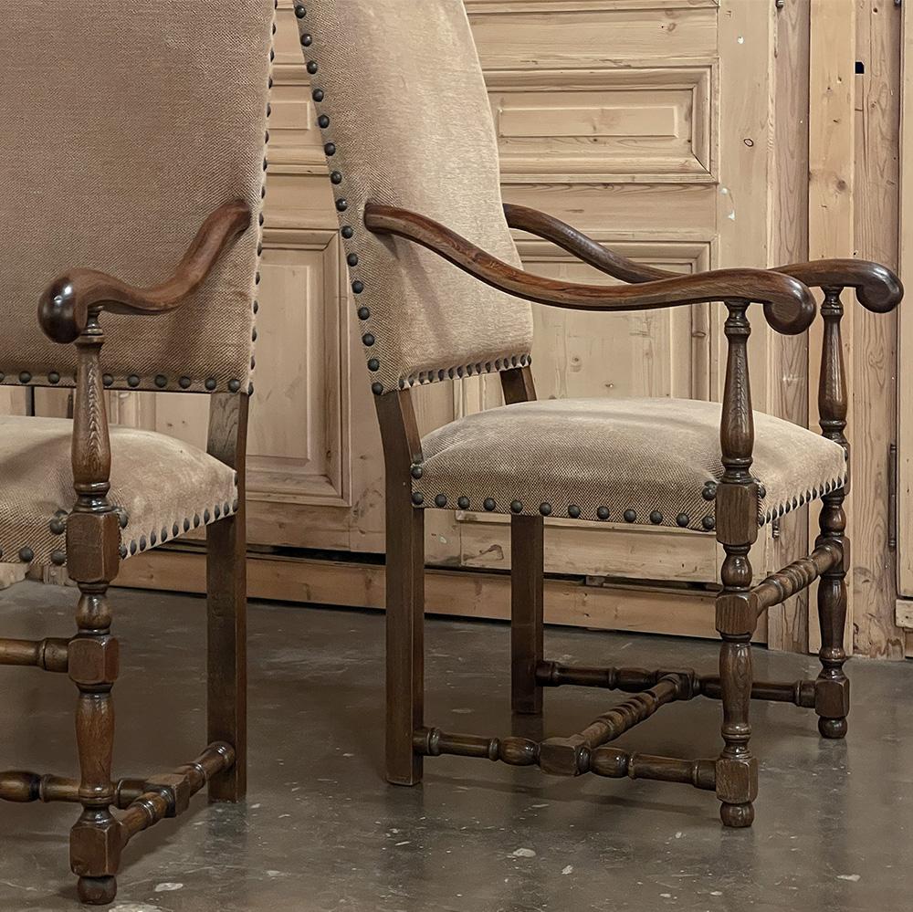 Pair Antique French Louis XIII Armchairs For Sale 3