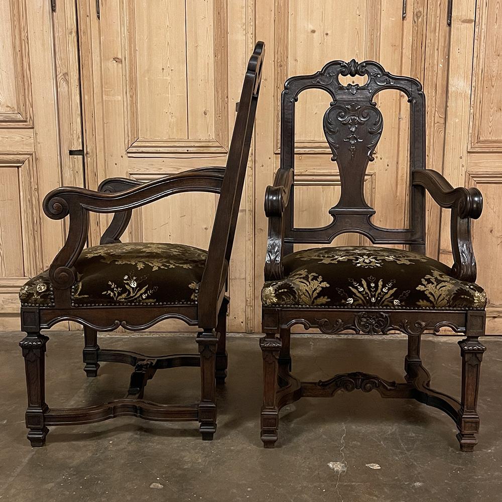 Pair Antique French Louis XIV Armchairs or Fauteuils For Sale 3