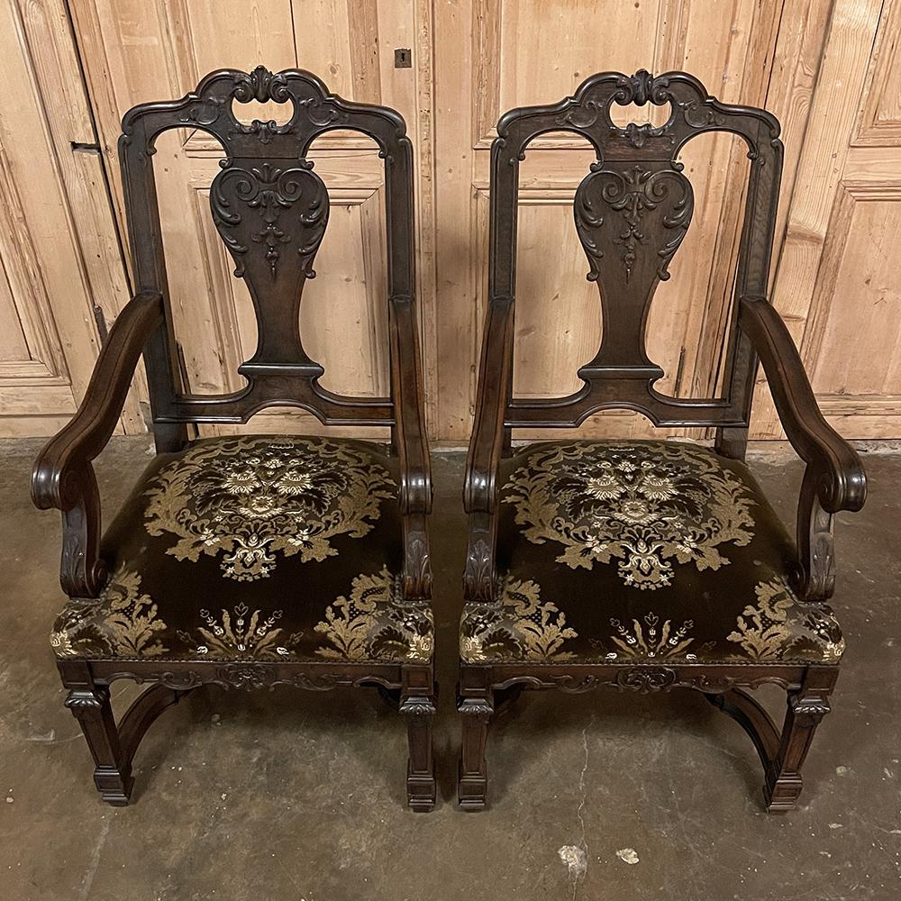 20th Century Pair Antique French Louis XIV Armchairs or Fauteuils For Sale