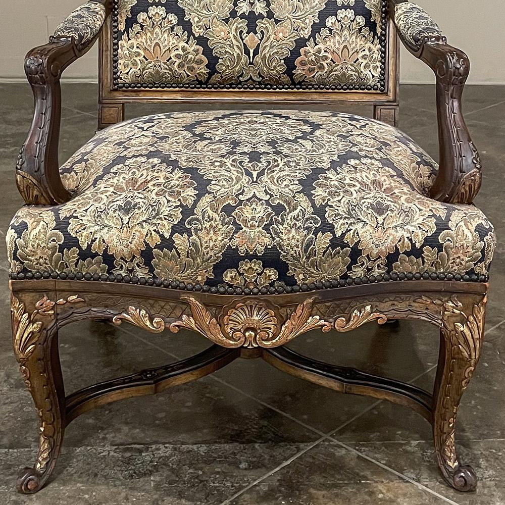 Pair Antique French Louis XIV Hand-Carved Armchairs For Sale 11