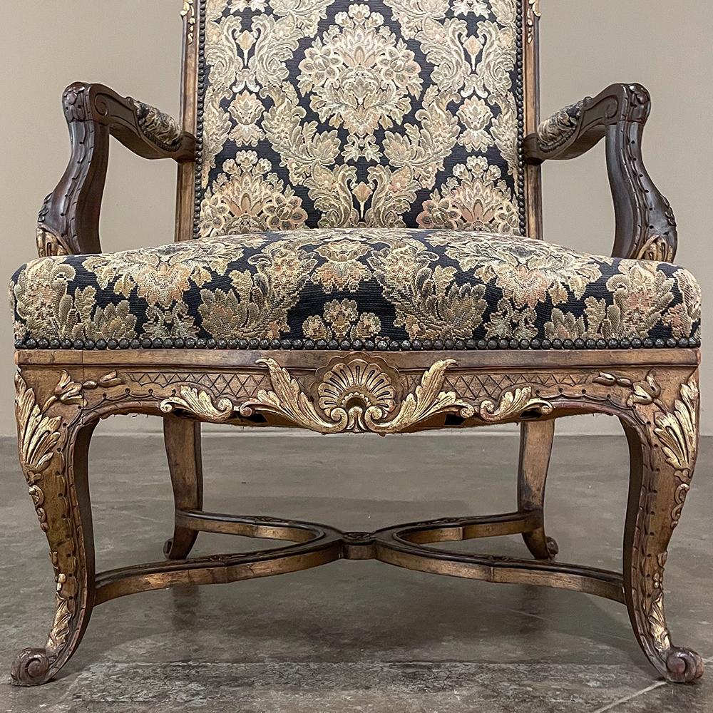 Pair Antique French Louis XIV Hand-Carved Armchairs For Sale 13