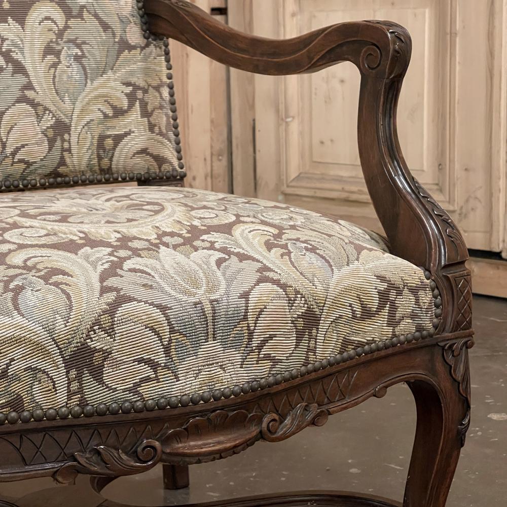Pair Antique French Louis XV Armchairs with Tapestry Upholstery For Sale 12