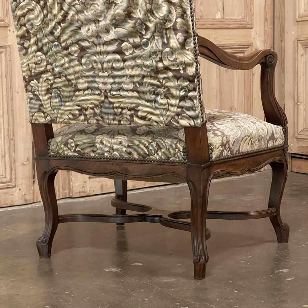 Pair Antique French Louis XV Armchairs with Tapestry Upholstery For Sale 14