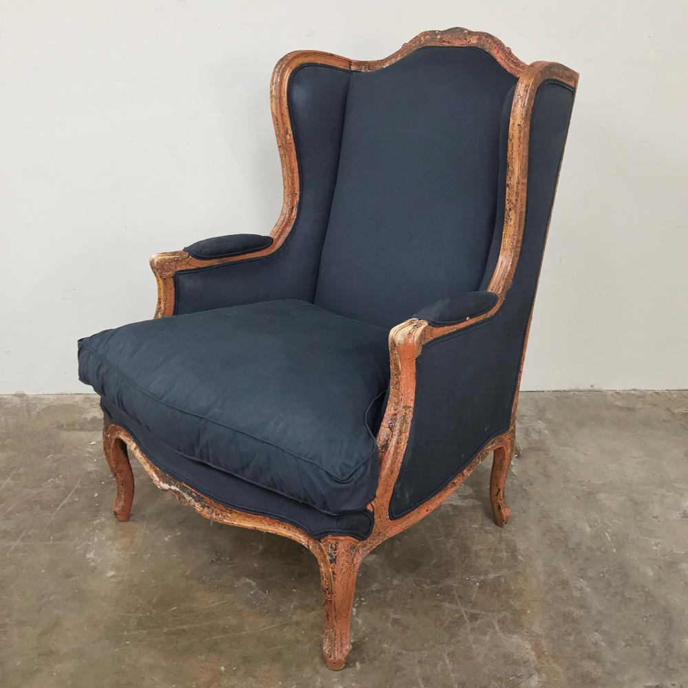 Pair of Antique French Louis XV Bergères, Armchairs 4
