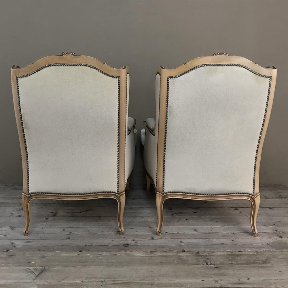 Pair of Antique French Louis XV Bergeres, Armchairs 6