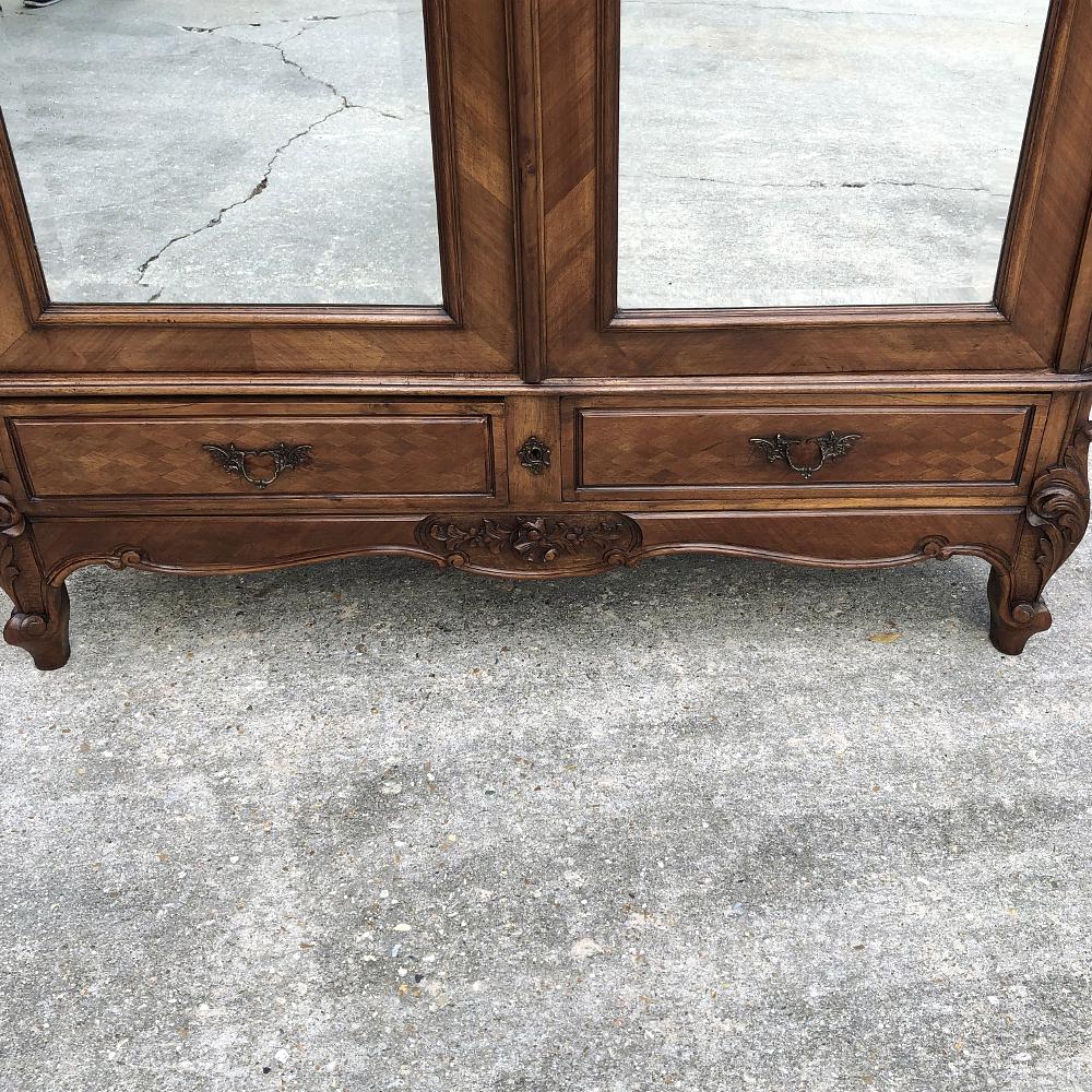 Pair of Antique French Louis XV Mahogany Armoires 4