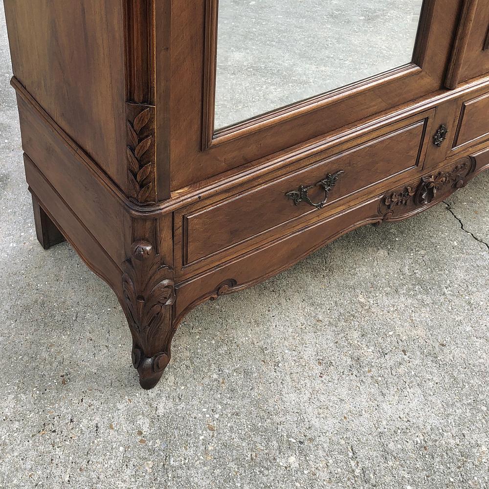 Pair of Antique French Louis XV Mahogany Armoires 9
