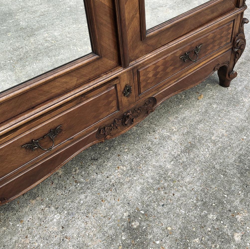Pair of Antique French Louis XV Mahogany Armoires 11