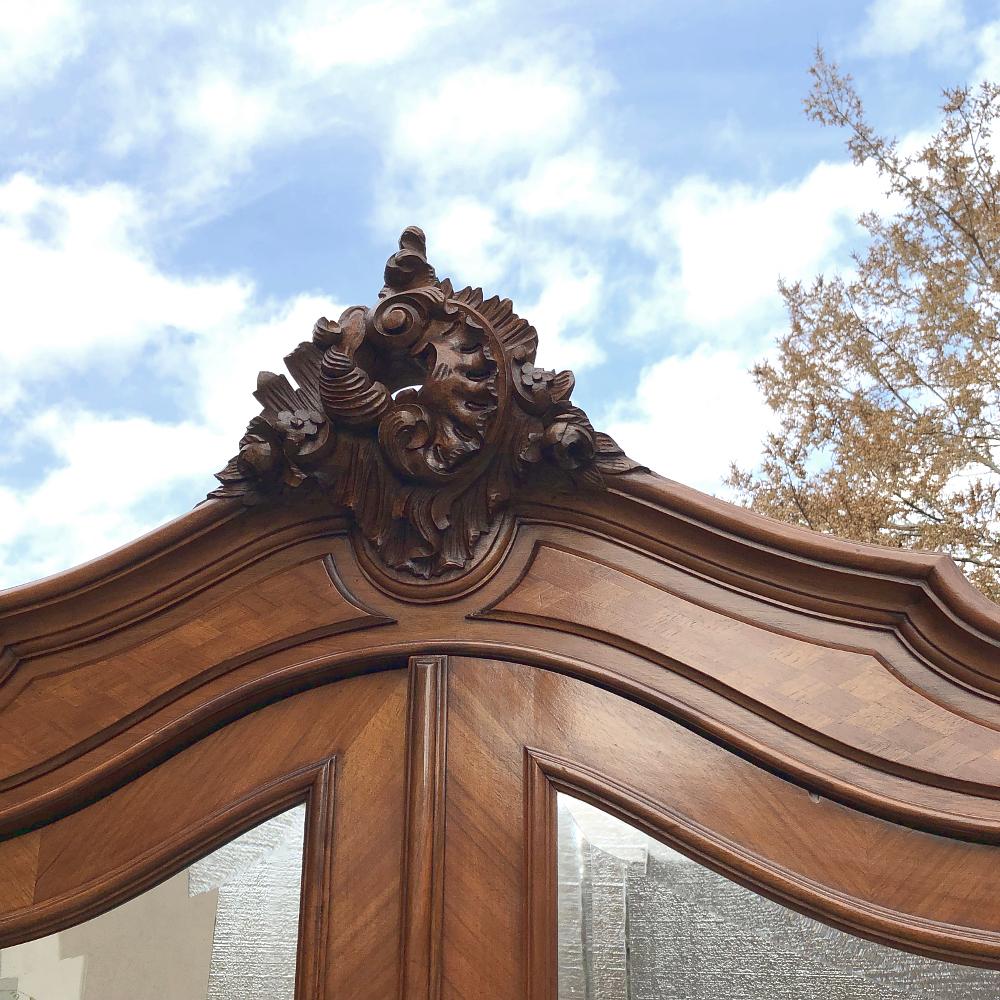 Pair of Antique French Louis XV Mahogany Armoires 2