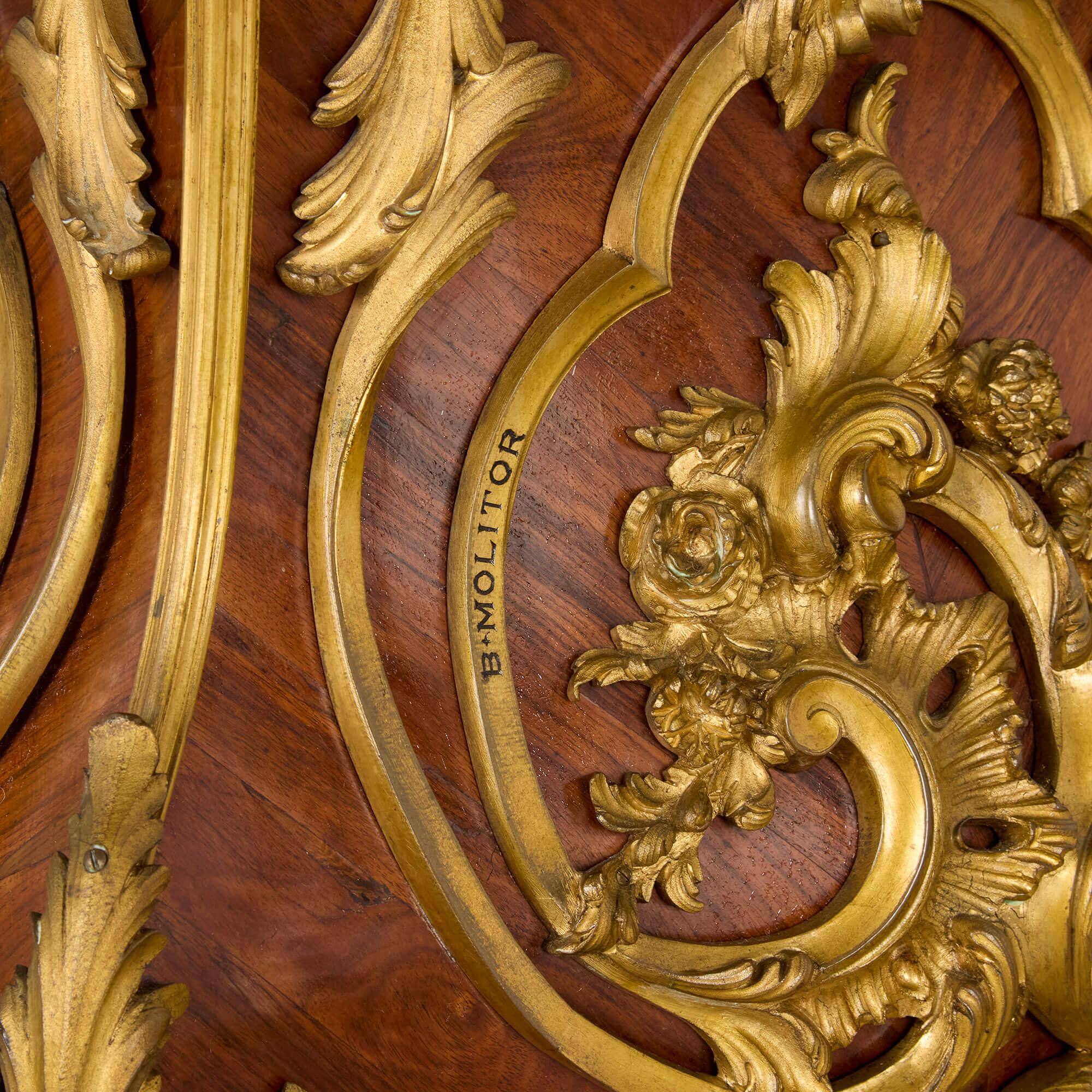 Paire d'anciens guéridons français Louis XV en marqueterie de marbre et d'orfèvrerie Wood en vente 2