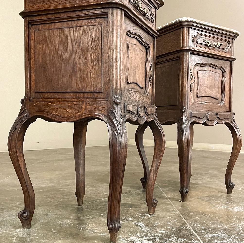 Pair Antique French Louis XV Marble Top Nightstands For Sale 7