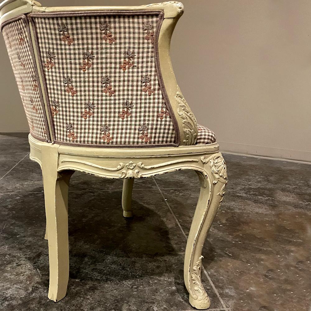 Pair Antique French Louis XV Painted Bergeres ~ Armchairs For Sale 5