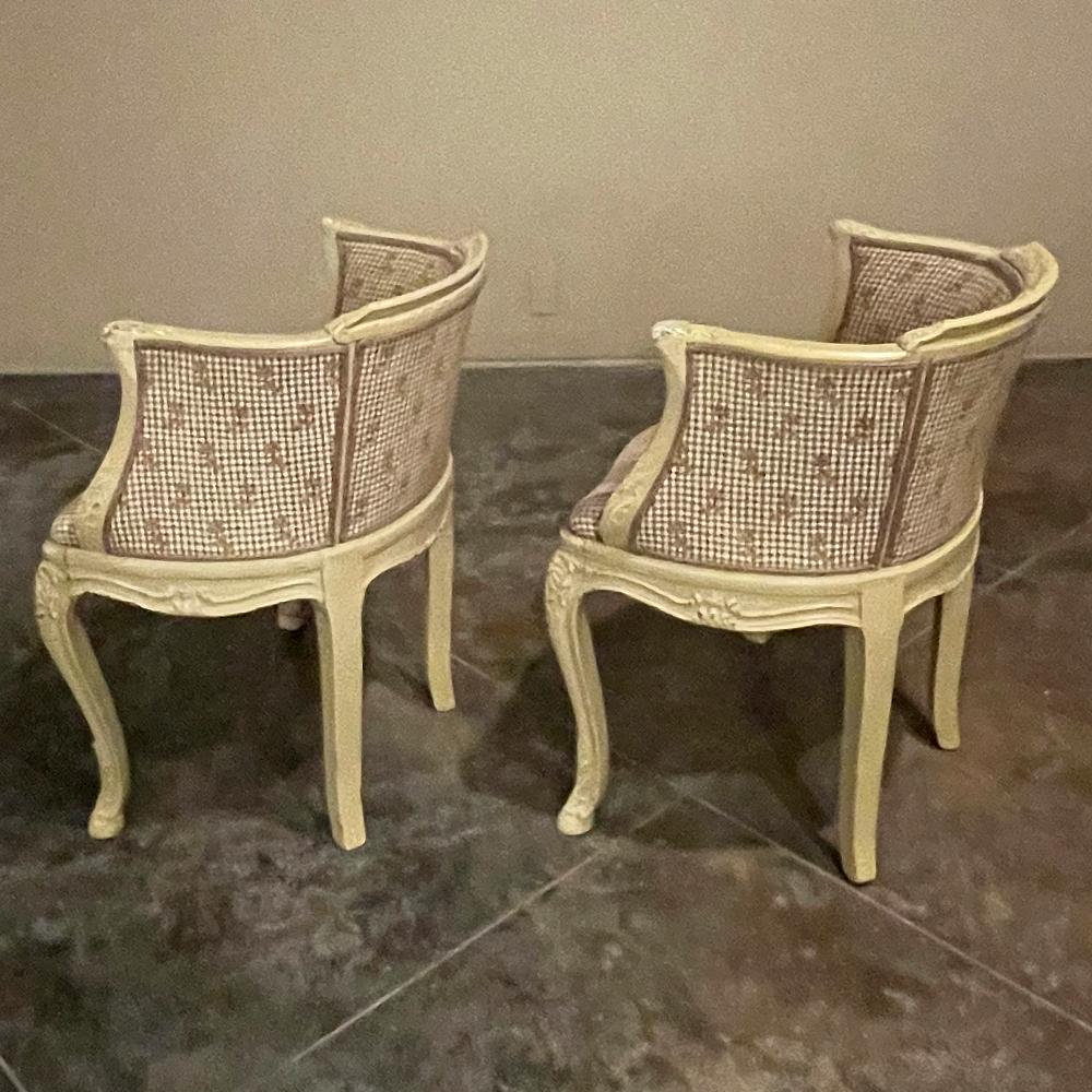Pair Antique French Louis XV Painted Bergeres ~ Armchairs For Sale 1