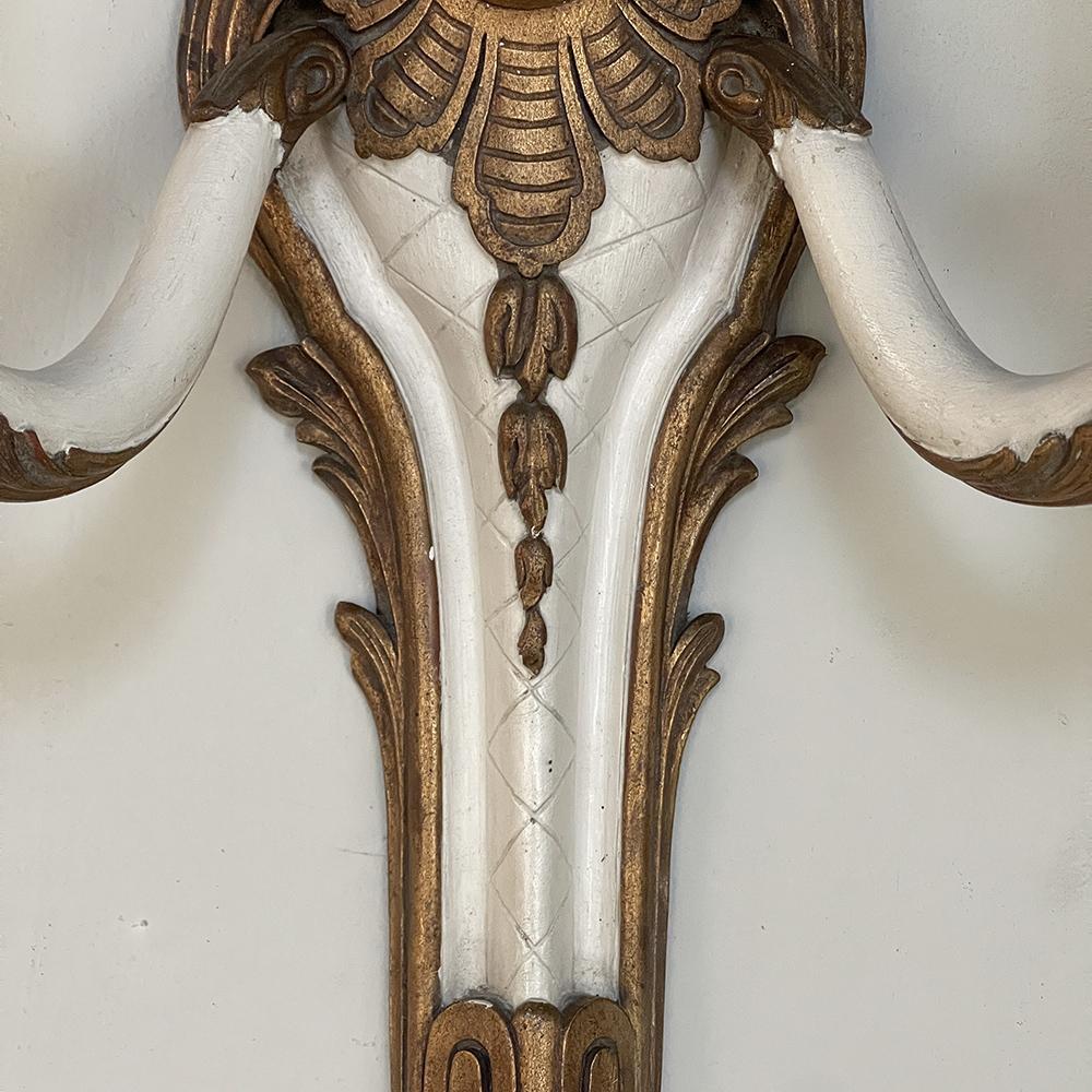 Pair Antique French Louis XV Painted Wall Sconces For Sale 4