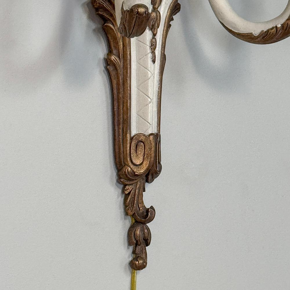 Pair Antique French Louis XV Painted Wall Sconces For Sale 4