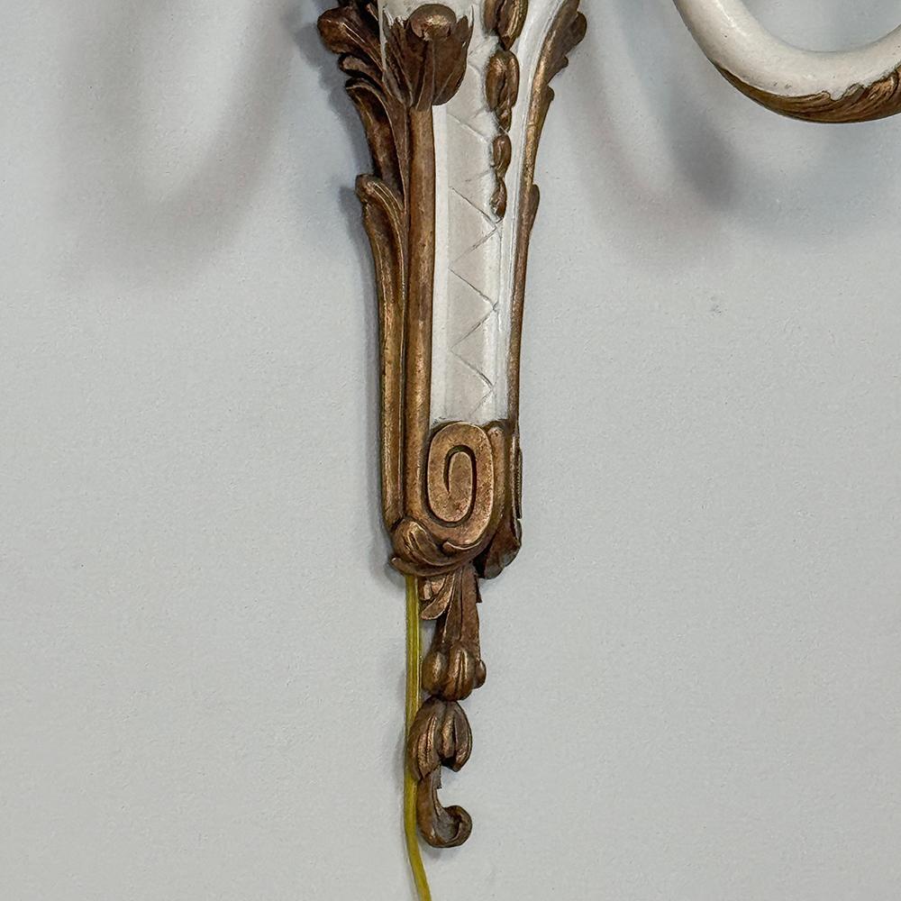 Pair Antique French Louis XV Painted Wall Sconces For Sale 6