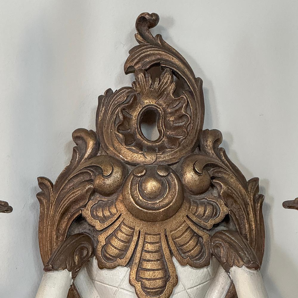 Pair Antique French Louis XV Painted Wall Sconces For Sale 7