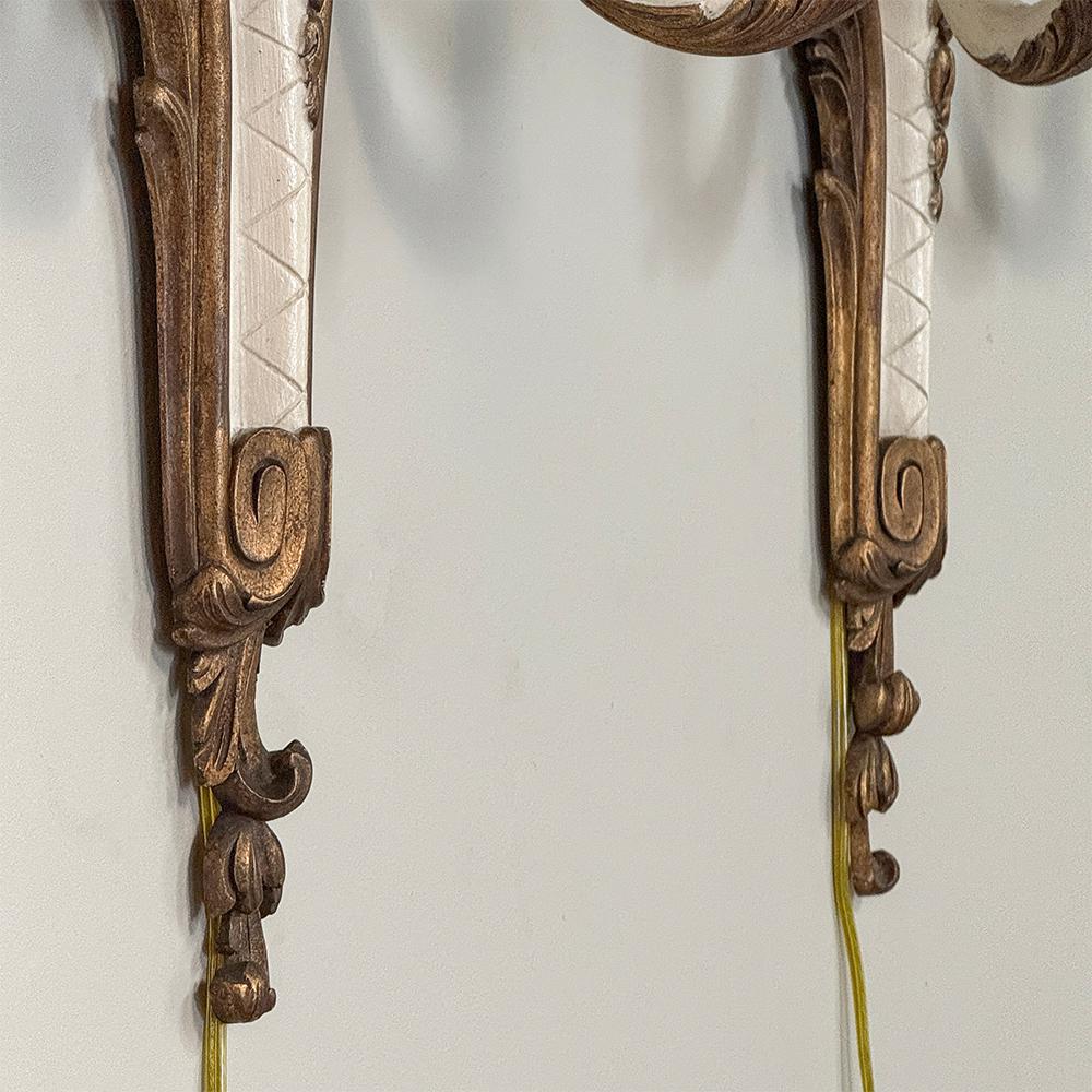Pair Antique French Louis XV Painted Wall Sconces For Sale 12
