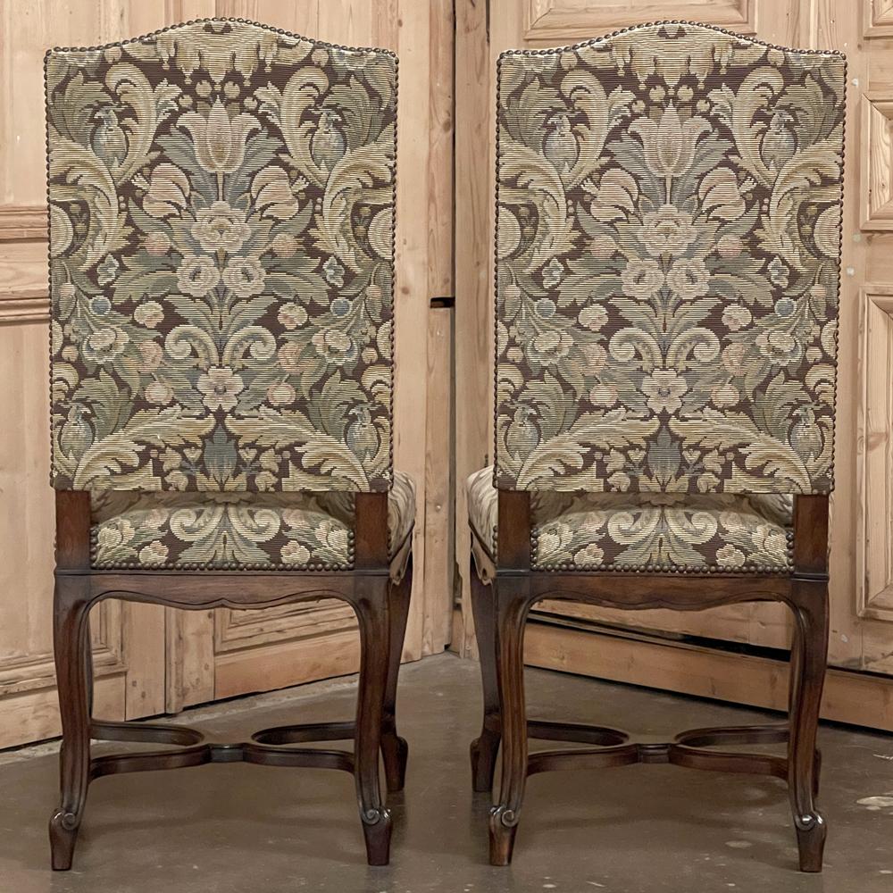 Pair Antique French Louis XV Side Chairs with Tapestry Upholstery For Sale 5