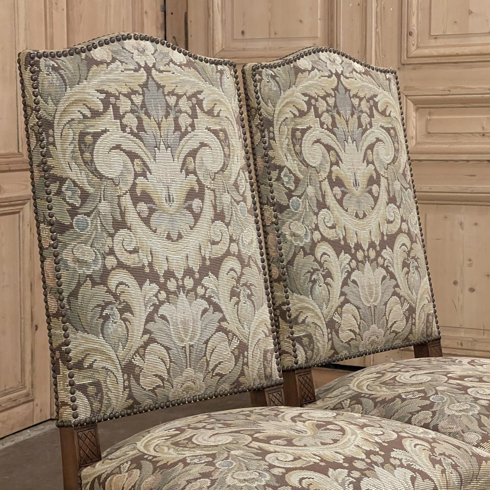Pair Antique French Louis XV Side Chairs with Tapestry Upholstery For Sale 6