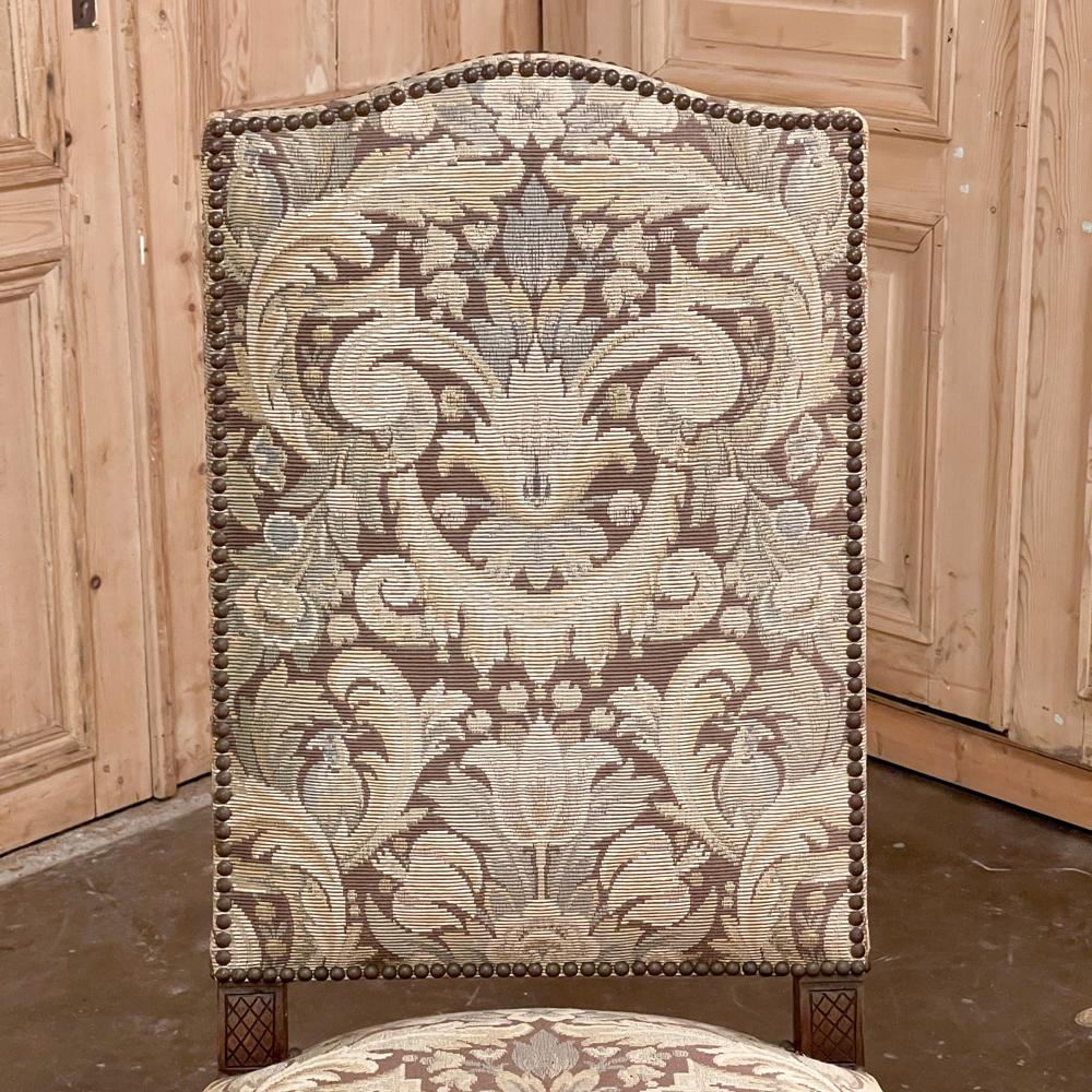 Pair Antique French Louis XV Side Chairs with Tapestry Upholstery For Sale 9