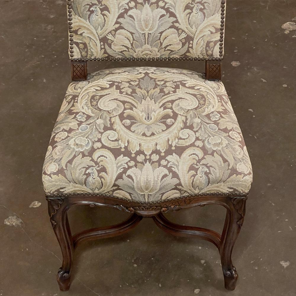 Pair Antique French Louis XV Side Chairs with Tapestry Upholstery For Sale 10