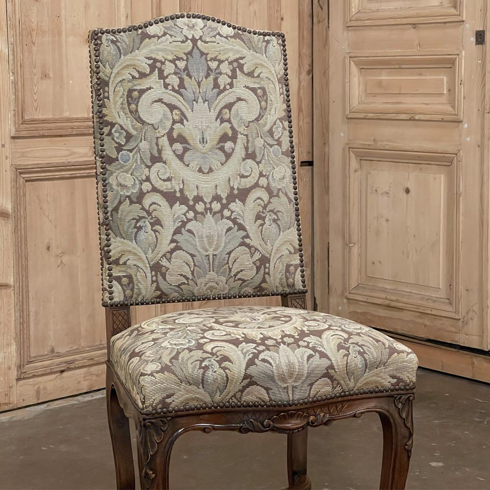 Pair Antique French Louis XV Side Chairs with Tapestry Upholstery For Sale 11
