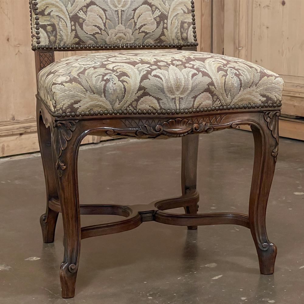 Pair Antique French Louis XV Side Chairs with Tapestry Upholstery For Sale 12
