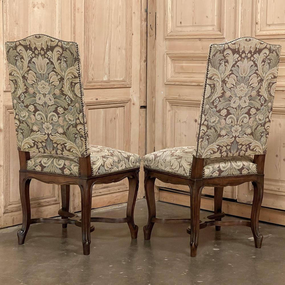 Pair Antique French Louis XV Side Chairs with Tapestry Upholstery For Sale 4