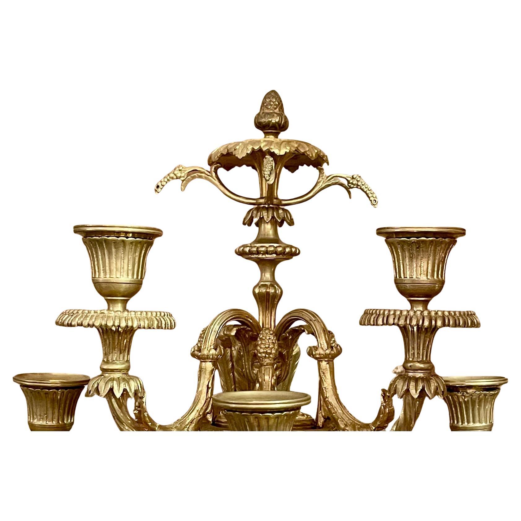 Pair Antique French Louis XVI Bronze D'Ore Wall Sconces, Circa 1880. For Sale 2