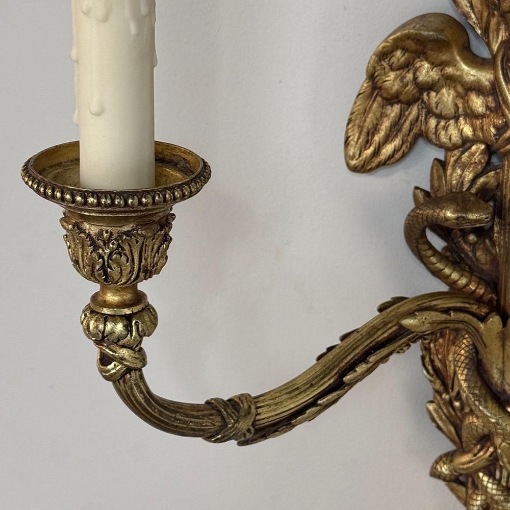 Pair Antique French Louis XVI Bronze Wall Sconces For Sale 7