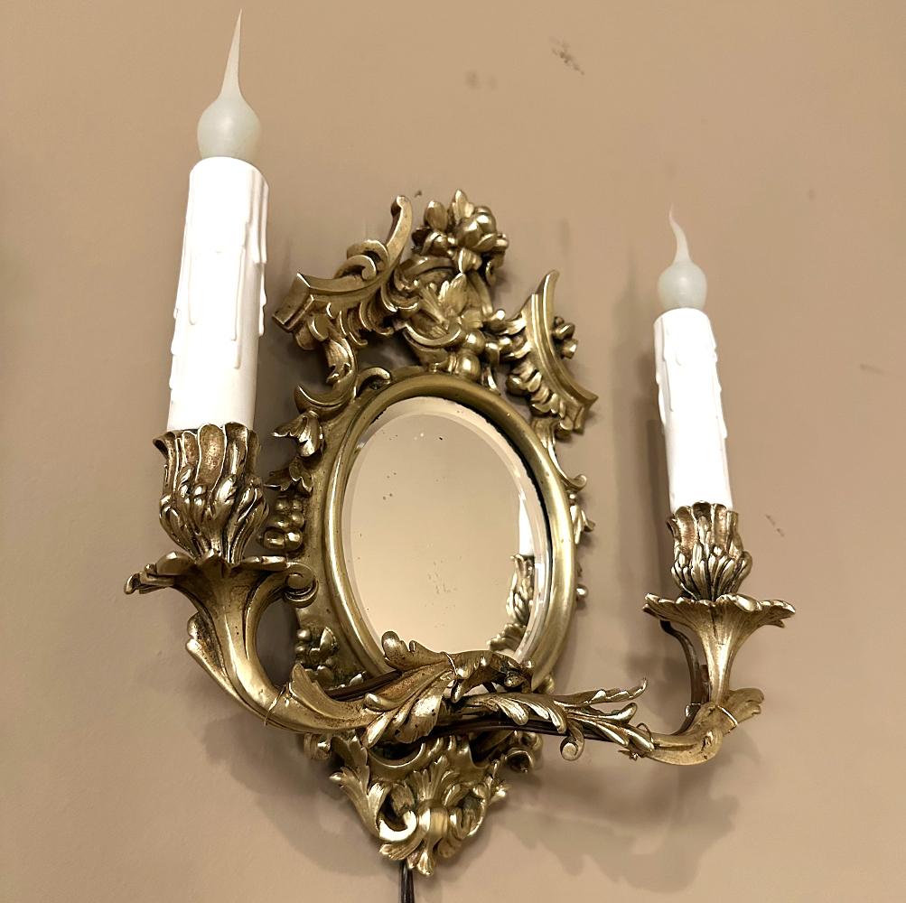 Pair Antique French Louis XVI Bronze Wall Sconces For Sale 8