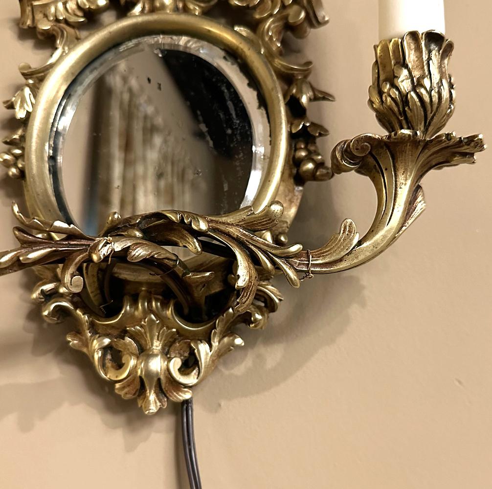 Pair Antique French Louis XVI Bronze Wall Sconces For Sale 9