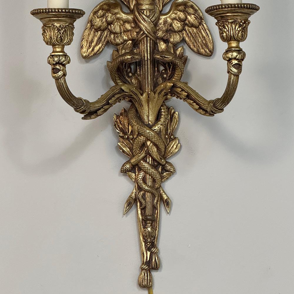 Pair Antique French Louis XVI Bronze Wall Sconces For Sale 10