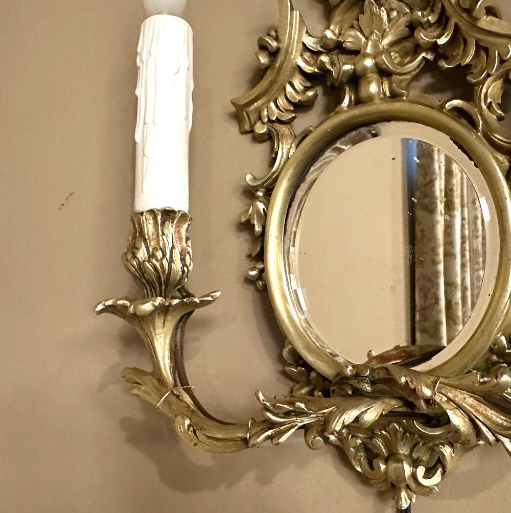 Pair Antique French Louis XVI Bronze Wall Sconces For Sale 11