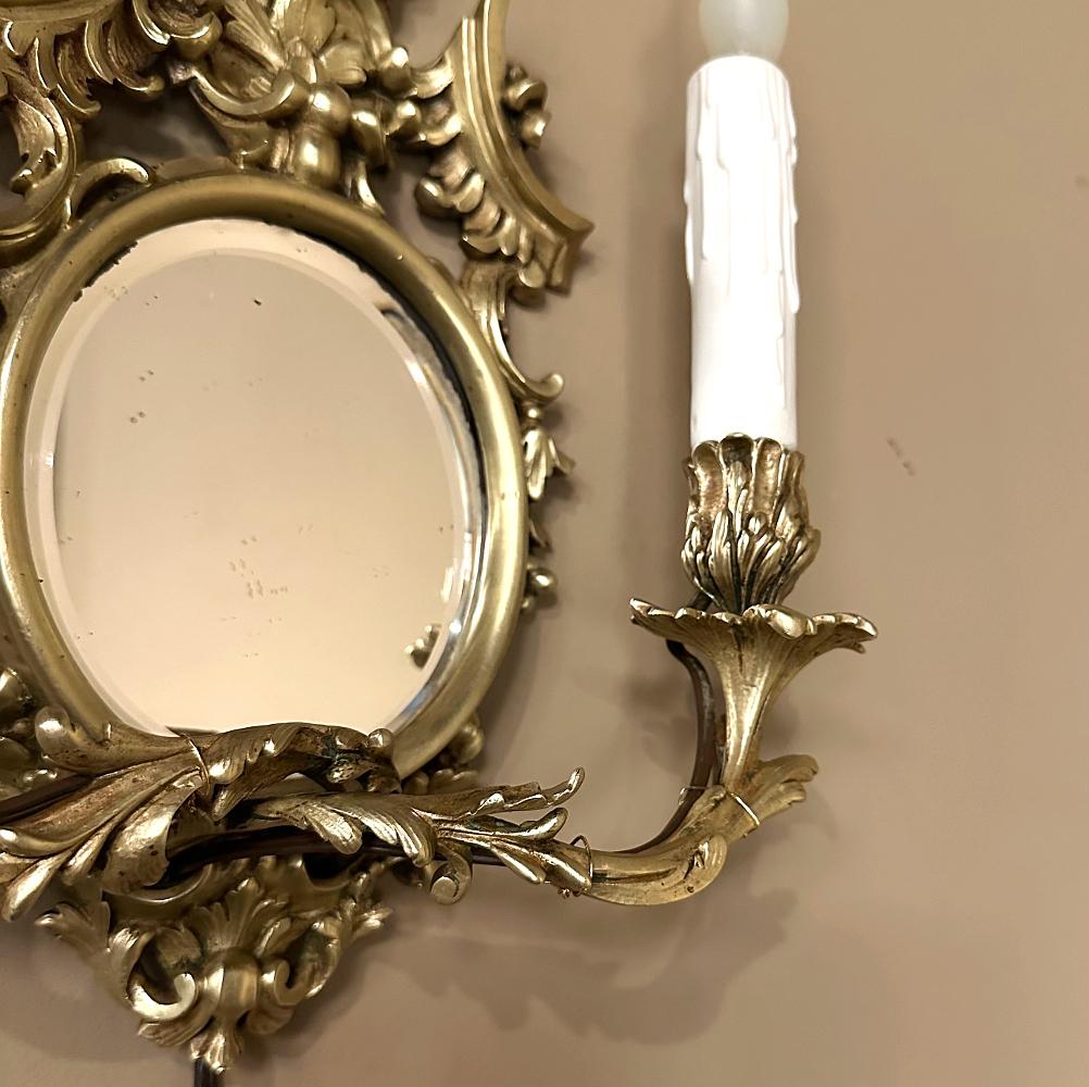 Pair Antique French Louis XVI Bronze Wall Sconces For Sale 12