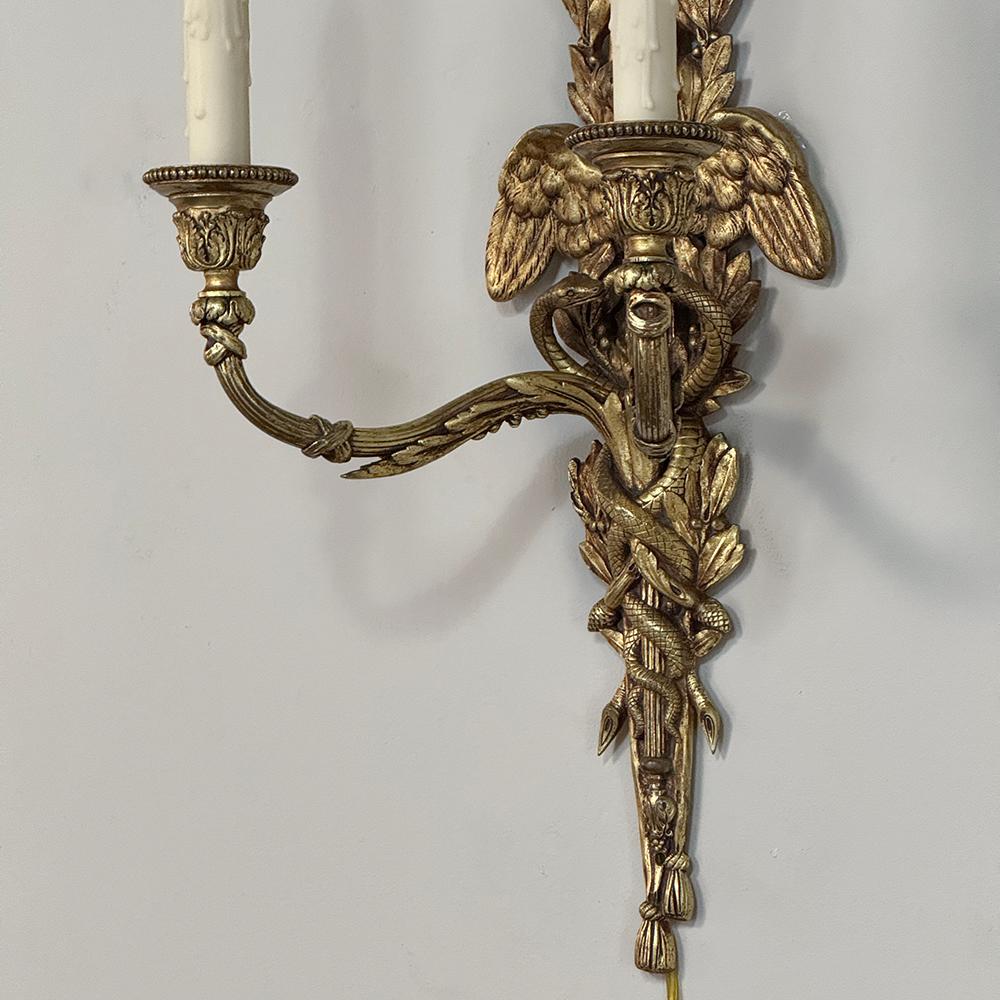 Pair Antique French Louis XVI Bronze Wall Sconces For Sale 14