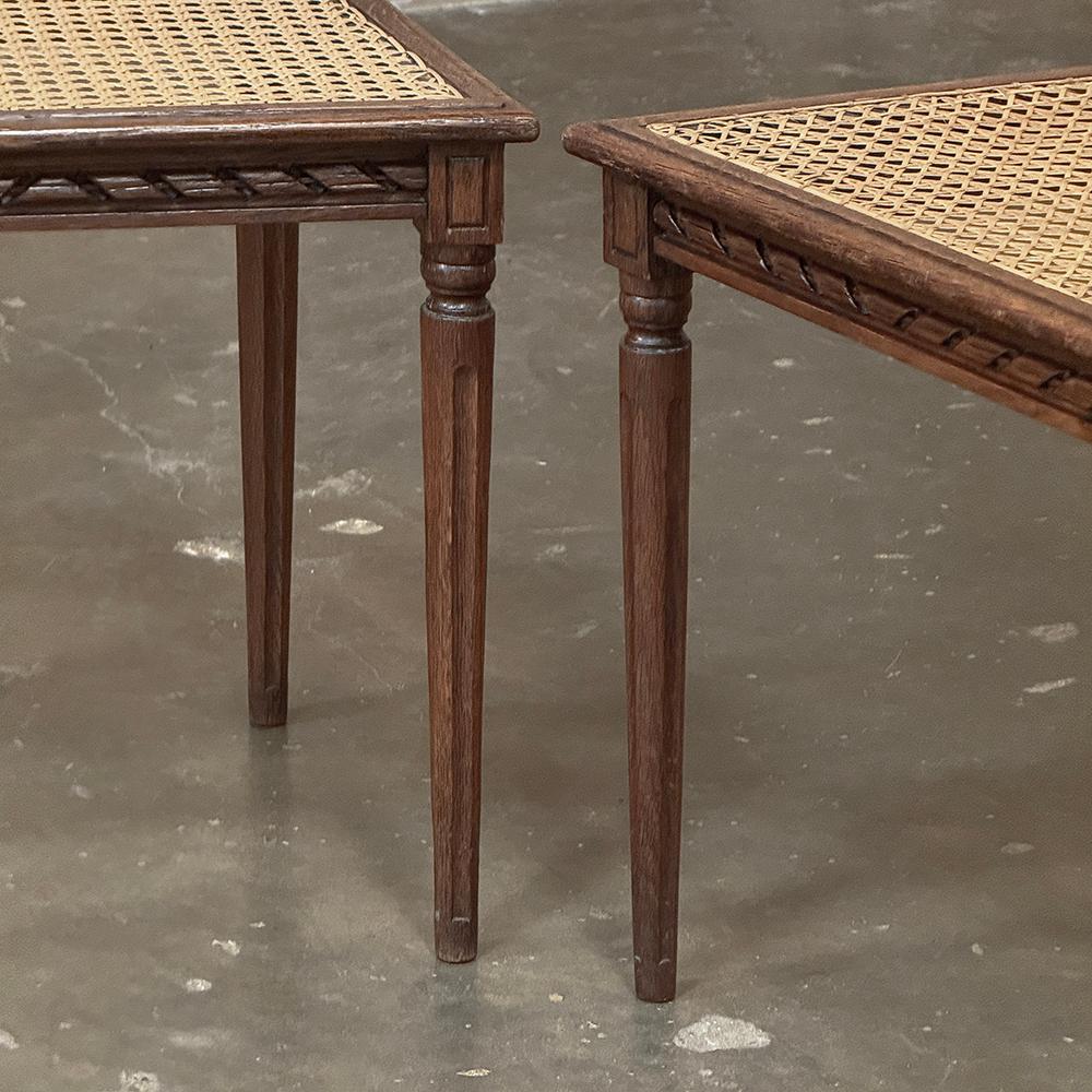 Pair Antique French Louis XVI Caned Side Chairs For Sale 5