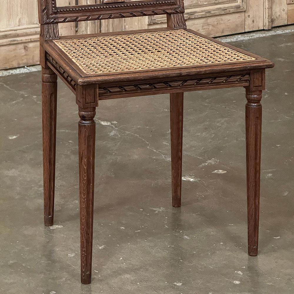 Pair Antique French Louis XVI Caned Side Chairs For Sale 8