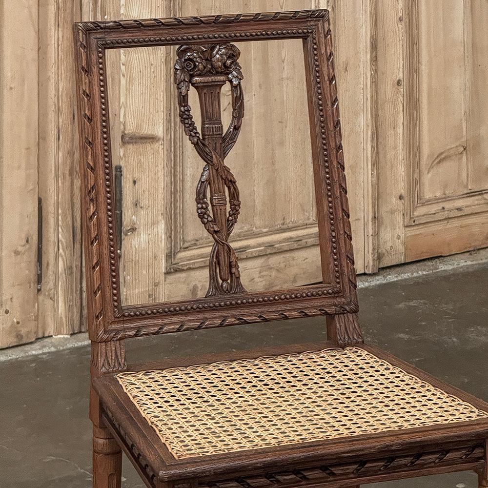 Pair Antique French Louis XVI Caned Side Chairs For Sale 9