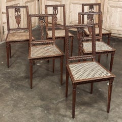 Pair Antique French Louis XVI Caned Side Chairs