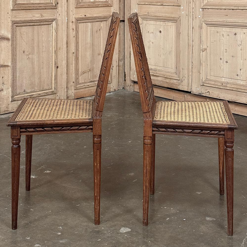 Pair Antique French Louis XVI Caned Side Chairs For Sale 2