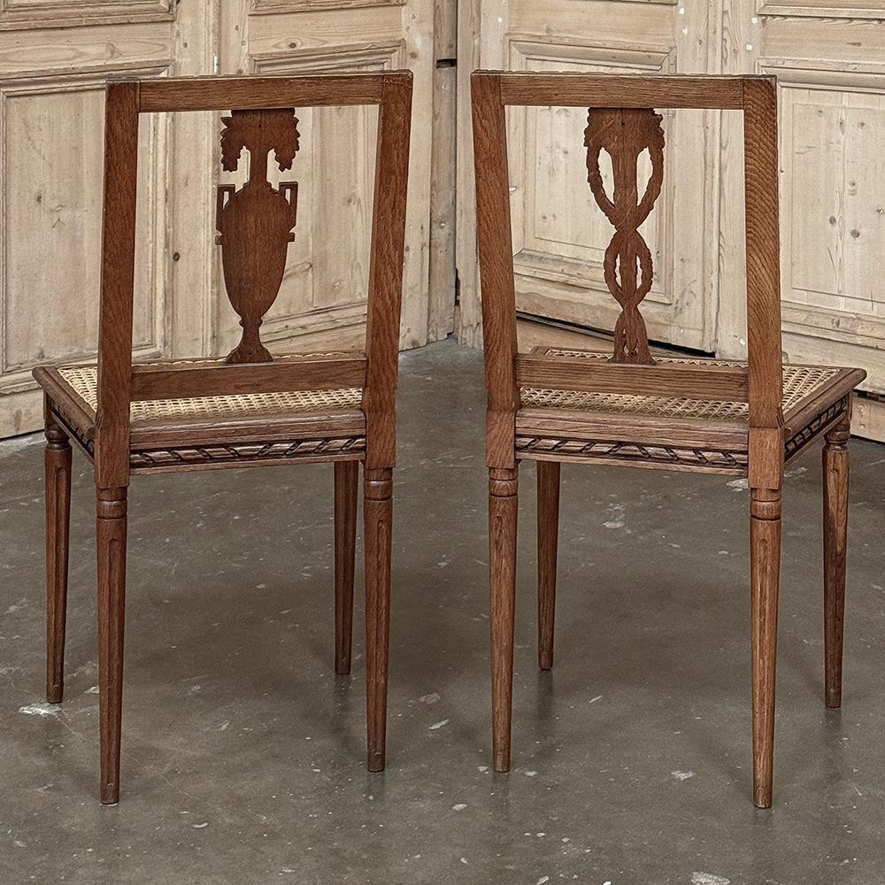 Pair Antique French Louis XVI Caned Side Chairs For Sale 4